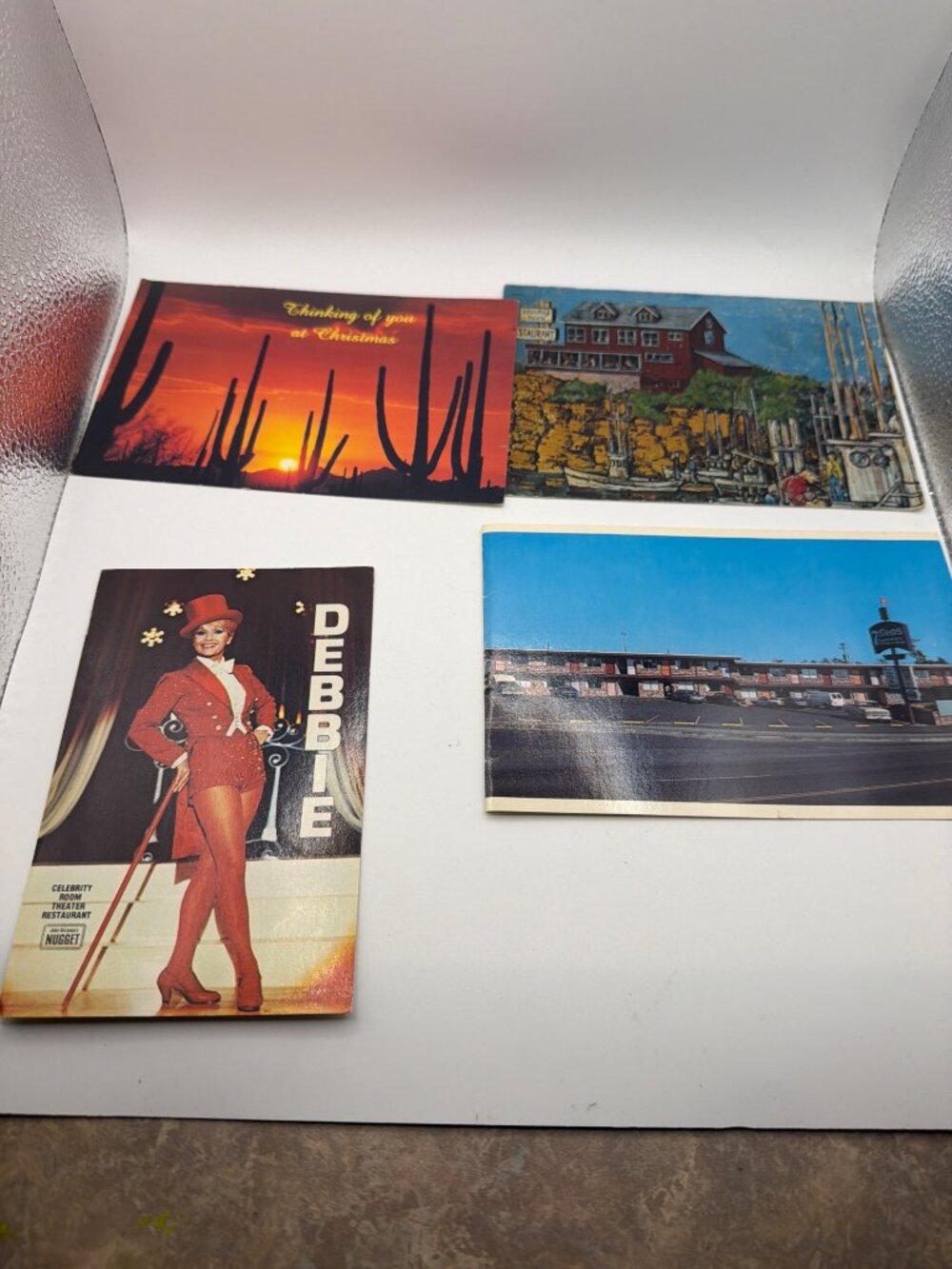 Vintage Postcard Lot Of 4 Featuring Debbie Scenic Views & Motel Advertisements